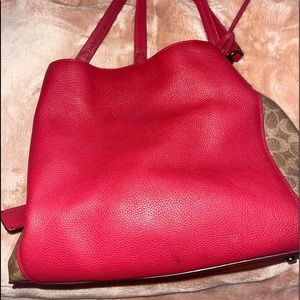 COACH Signature Canvas W/Red Leather Shoulder Bag PRICE IS FIRM!!!